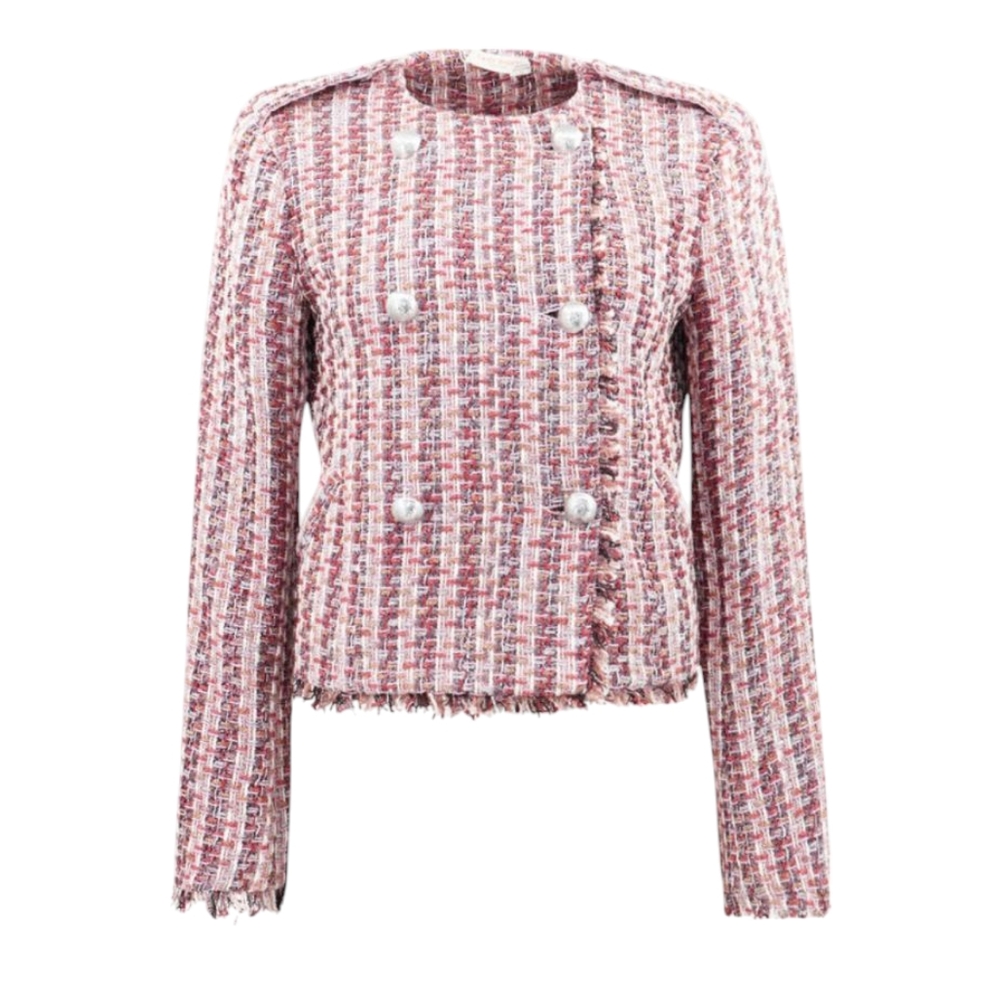 Ramy Brook Women's Blazer Esther Tweed Glitter Metallic Double Breasted Small